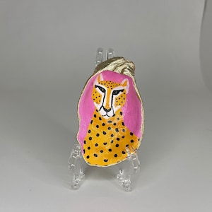 Hand Painted Cheetah Oyster Shell Ring Dish
