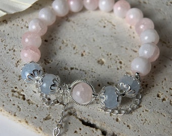 Freshwater Pearl Bracelet Adjustable Quartz Bracelet for Her Birthday Gift Sweet Pastel Summer Cute Present