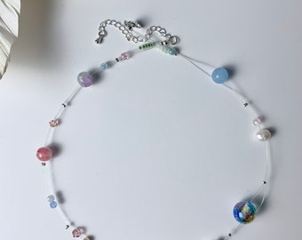 Summer Stars Necklace Floating Planets Handmade Necklace Gift for Her