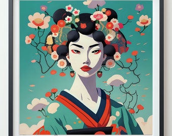 A Japanese Girl Wall Art Prints| Kimono Japan poster