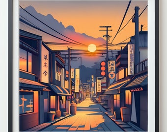 Japanese Wall Art Prints| Sunset Kyoto Japan Poster