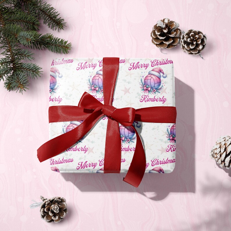 Personalized Volleyball Fan Christmas Wrapping Paper for Volleyball