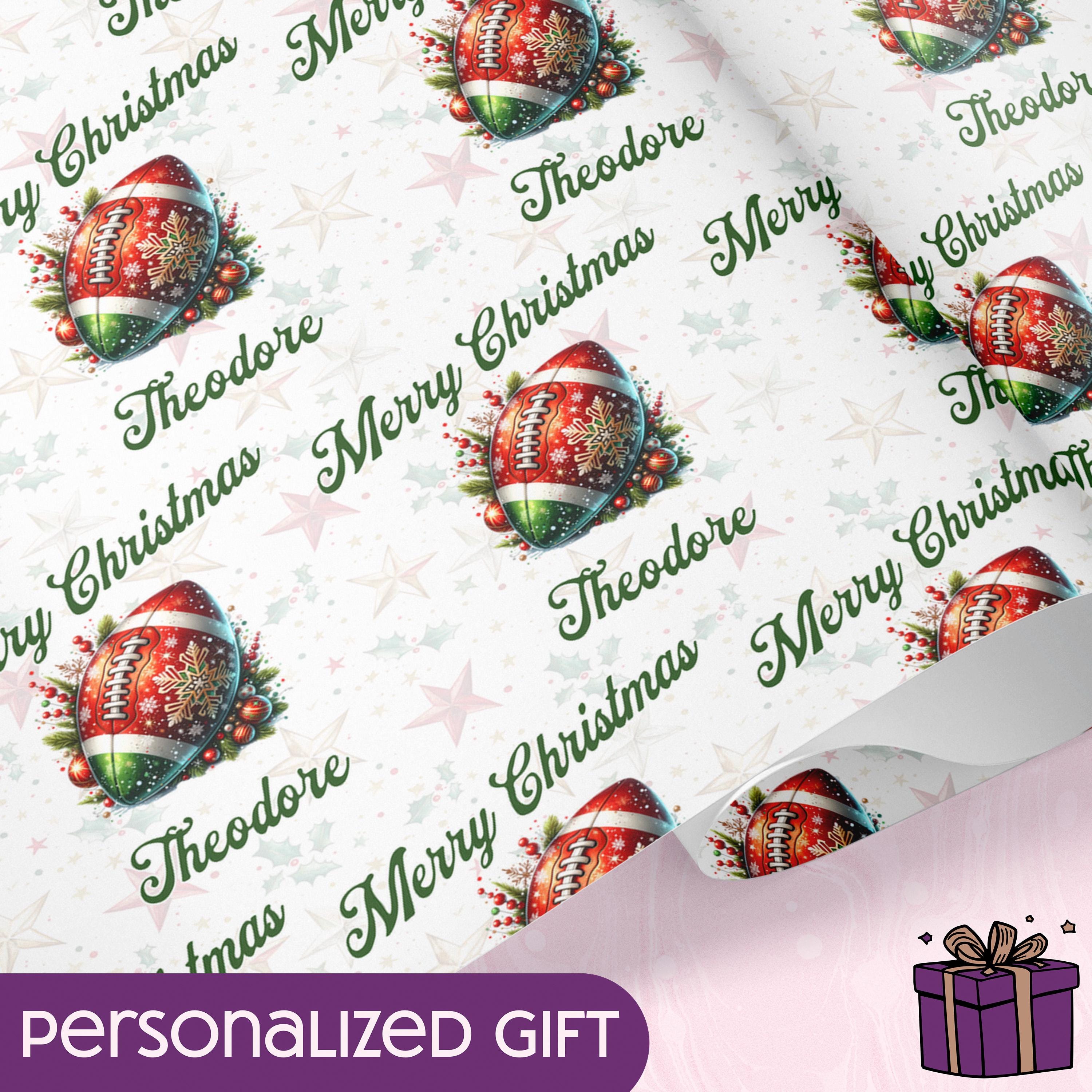 Personalized Football Fan Christmas Wrapping Paper For Football Lovers Christmas Wrap For Sports Fan Xmas Wrap Personal Football Player Gift