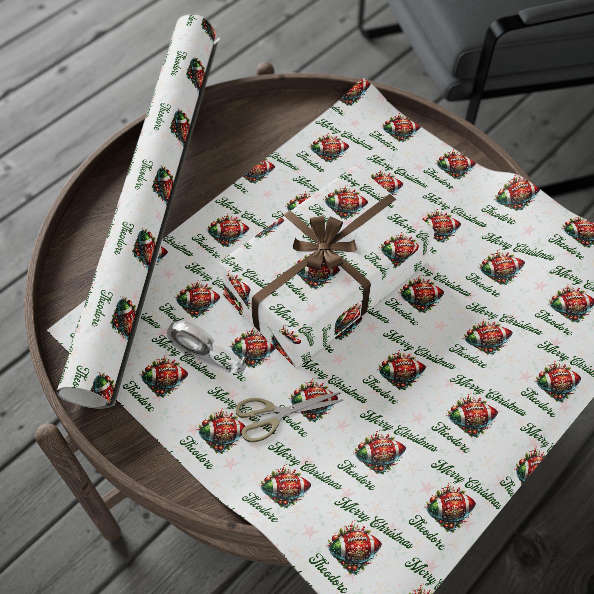 Personalized Football Fan Christmas Wrapping Paper For Football Lovers Christmas Wrap For Sports Fan Xmas Wrap Personal Football Player Gift