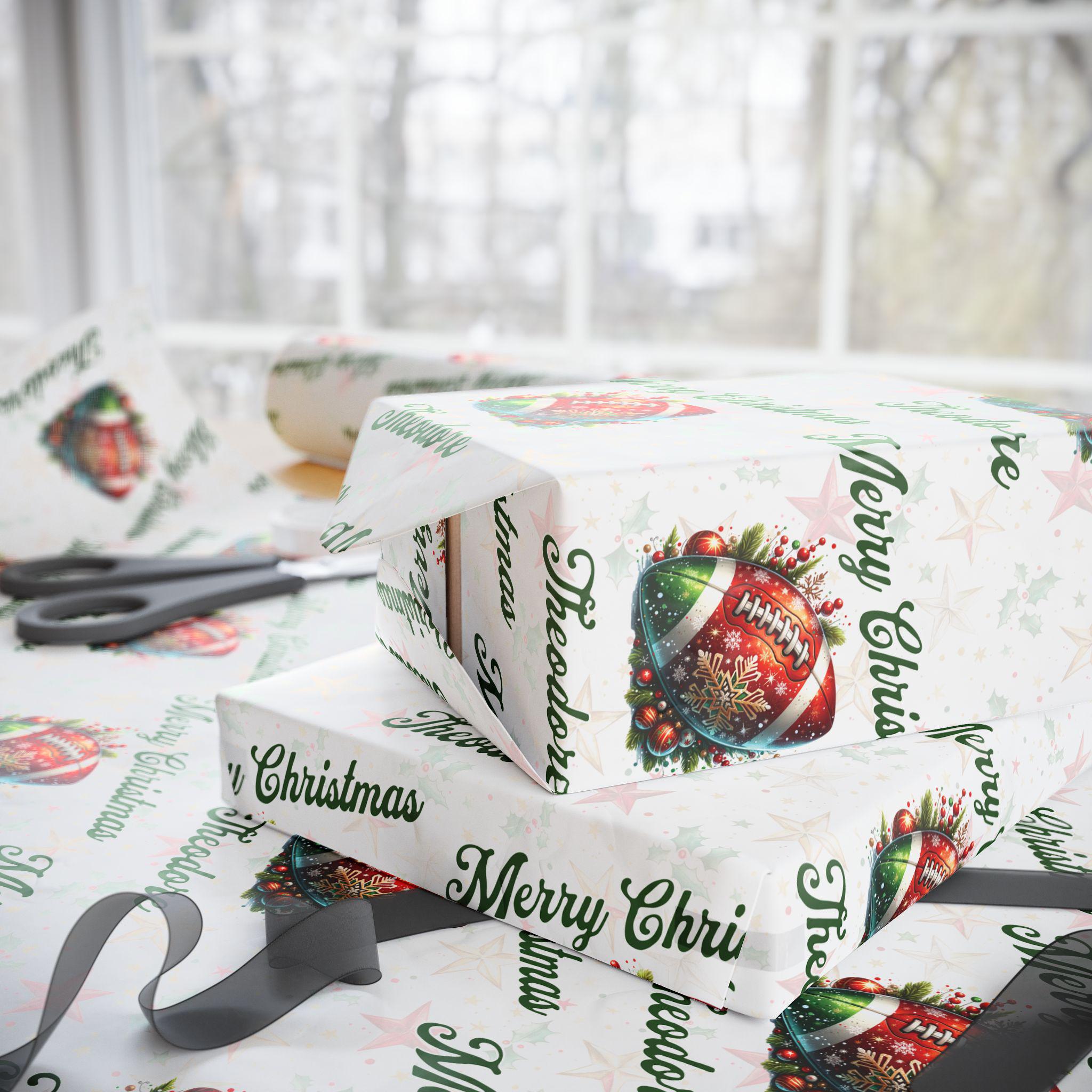 Personalized Football Fan Christmas Wrapping Paper For Football Lovers Christmas Wrap For Sports Fan Xmas Wrap Personal Football Player Gift