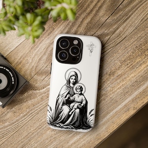 Vintage Jungfrau Maria Telefonhülle - Robuste Hülle, religiöses Geschenk, Schutzabdeckung, christliches Dekor, glaubensbasiertes Zubehör
