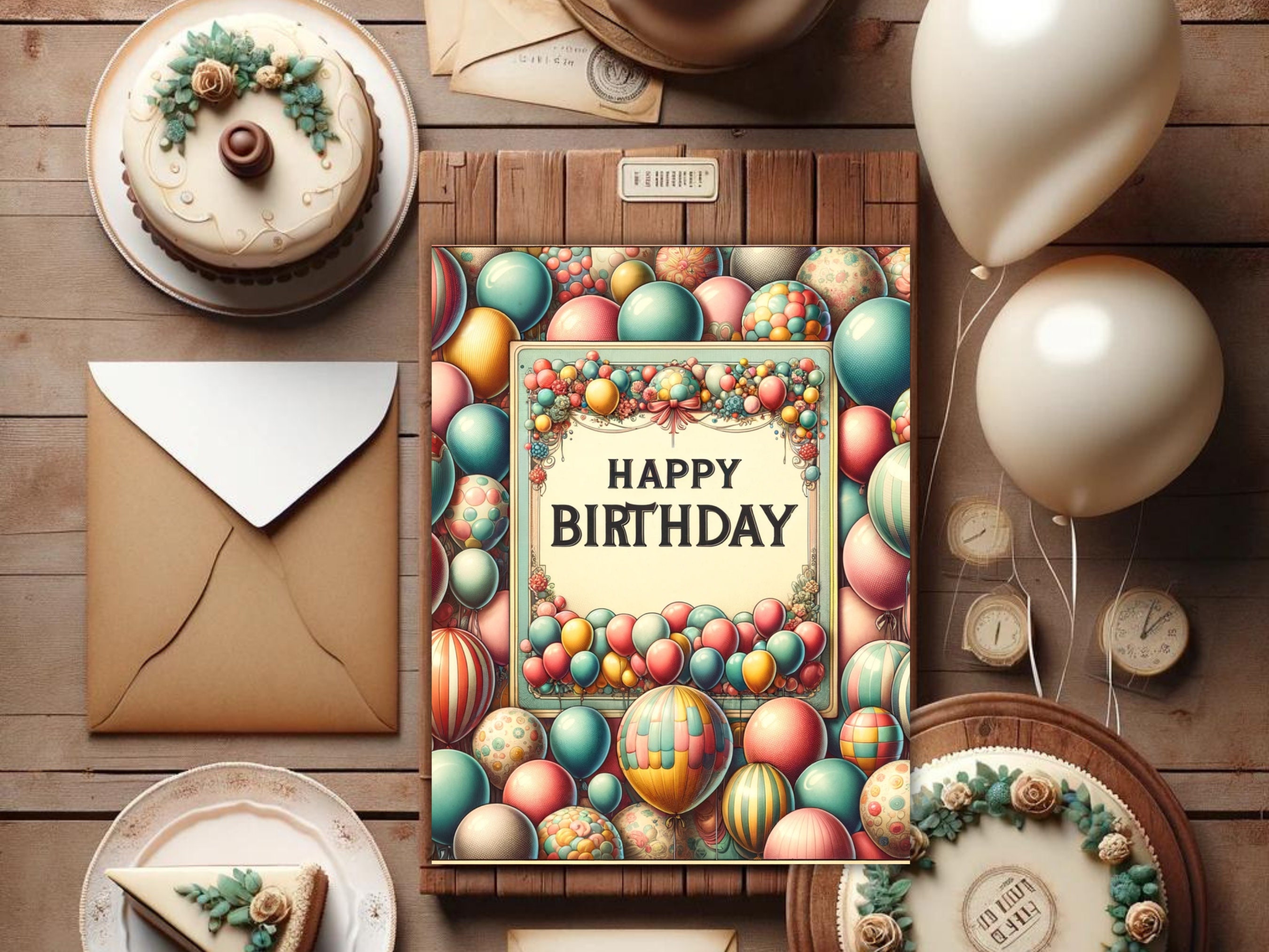 Vintage Birthday Card , Printable Birthday , Digital Download Birthday ...