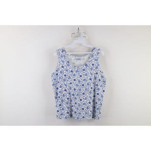 Vintage 90s Y2K Babydoll Womens Size Large Floral Knit Tank Top T-Shirt USA, Vintage Floral Tank Top T-Shirt, Babydoll Fairy Floral Tank Top