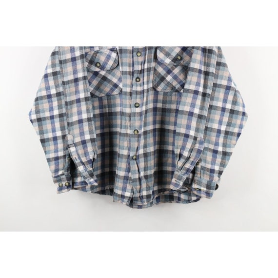 90s Streetwear Mens XL Faded Collared Flannel But… - image 3