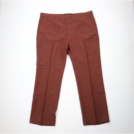 Vtg 70s Streetwear Mens 38x32 Handmade Wool Wide Leg Chino