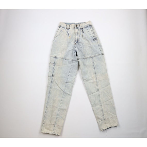 90s Bugle Boy Womens 28 Distressed Flip Cuff Acid… - image 2