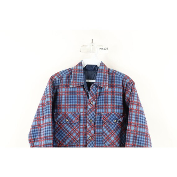70s Streetwear Mens Small Quilted Flannel Button Shirt