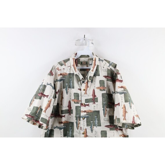 90s Streetwear Mens XL All Over Print Trout Fish … - image 2