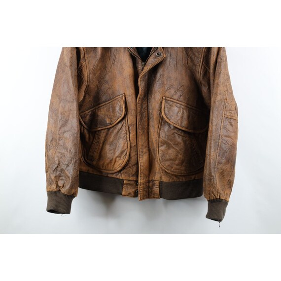 90s Streetwear Mens 40 Distressed Quilted Leather… - image 2