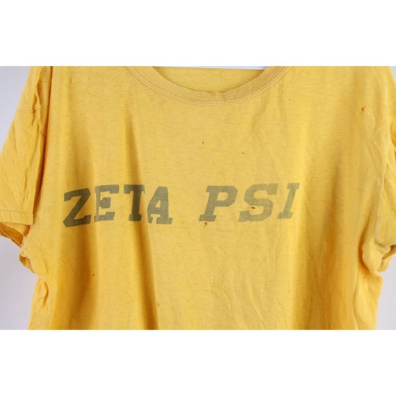 60s 70s Mens XL Thrashed Thin Spell Out Zeta Psi … - image 4