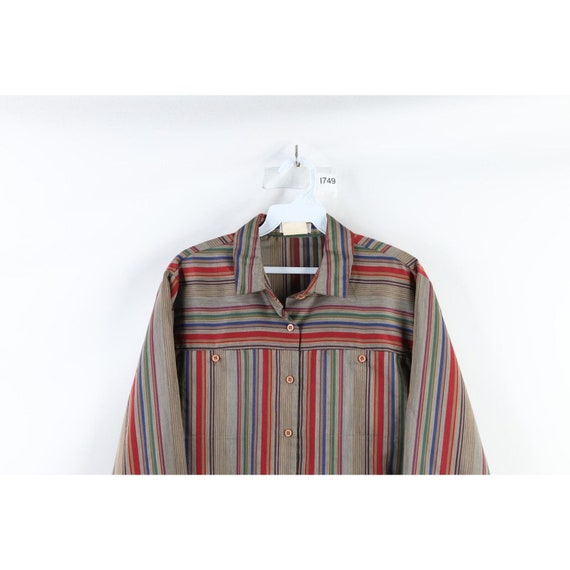 70s Streetwear Womens 36 Distressed Rainbow Strip… - image 2