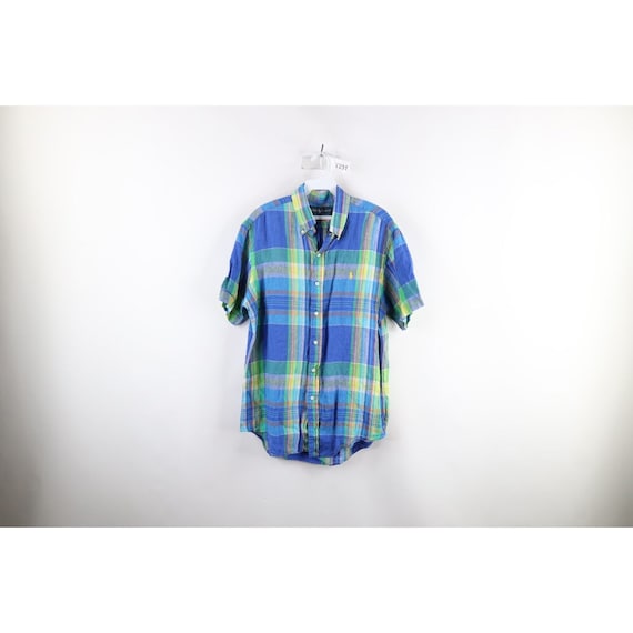 90s Ralph Lauren Mens Size Medium India Madras Pl… - image 1