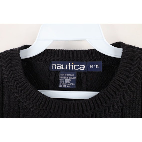 90s Nautica Mens Medium Faded Cotton Cable Knit C… - image 6