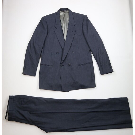 70s Pierre Cardin Mens 44L Piece Wool Striped Double Breasted