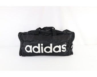 90s Adidas Distressed Spell Out Big Logo Handled Duffel Bag Weekender, Adidas Distressed Handled Duffle Bag, Big Logo Duffel Bag Weekender
