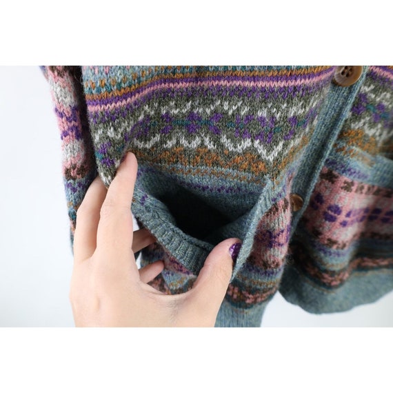 90s Eddie Bauer Womens Large Wool Knit Fair Isle … - image 5