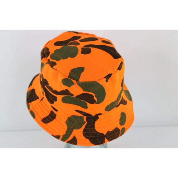 90s Streetwear Blaze Orange Camouflage Boonie Buc… - image 3