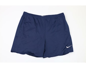 90s Nike Mens XL Mini Swoosh Above Knee Mesh Shorts Blue USA, Vintage Nike Mesh Shorts, 90s Nike Mini Swoosh Shorts, Nike Baskerball Shorts