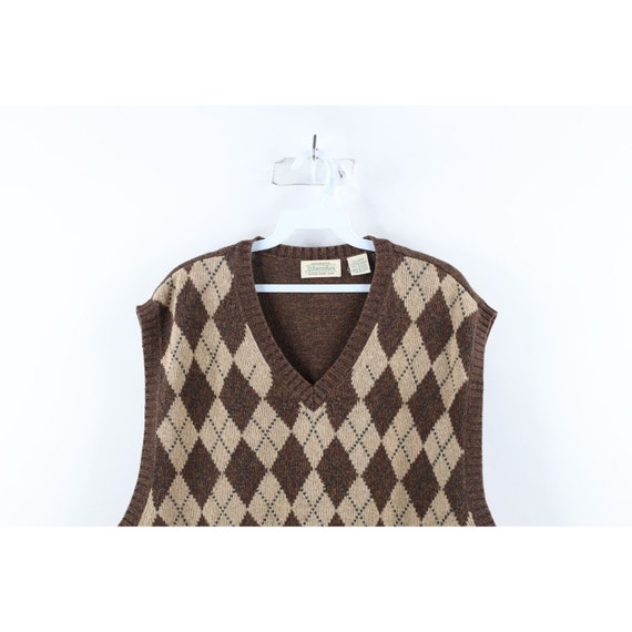 90s Streetwear Mens 2XL XXL Cotton Knit Argyle Di… - image 2