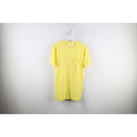 90s Streetwear Mens Large Blank Short Sleeve Pock… - image 1