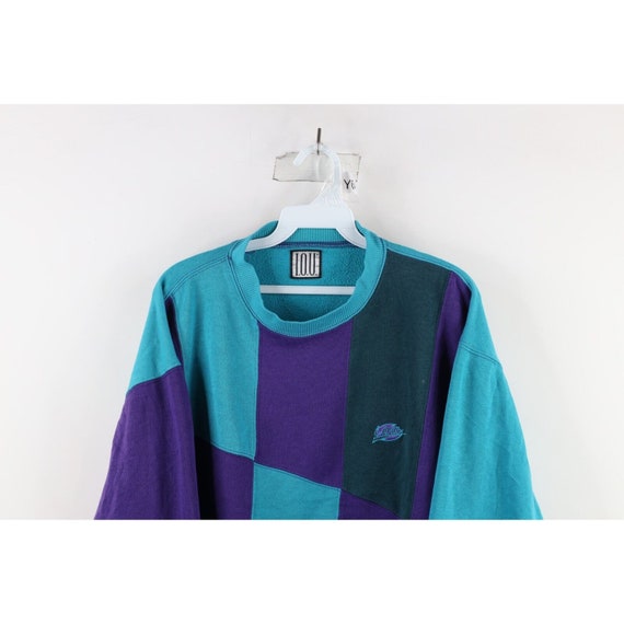 90s IOU Streetwear Mens Small Distressed Color Bl… - image 2