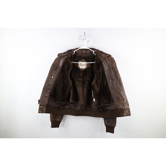 70s Streetwear Mens 38 Distressed Lined Leather F… - image 9