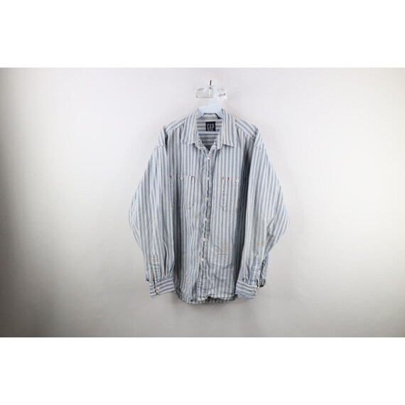 90s Gap Mens Large Distressed Hickory Striped Deni