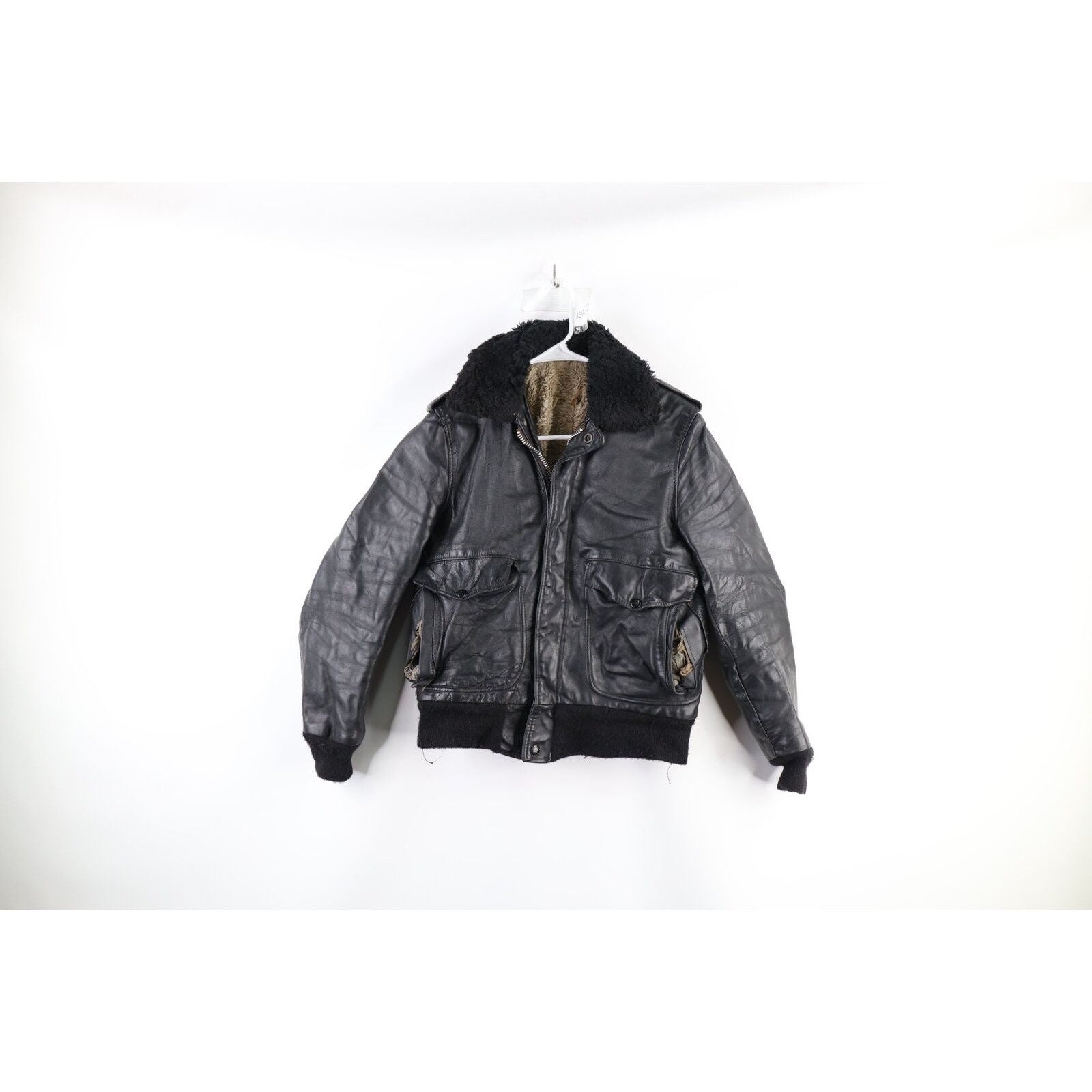 70s Schott Mens 34 Thrashed IS 674 MS Leather Flight Bomber