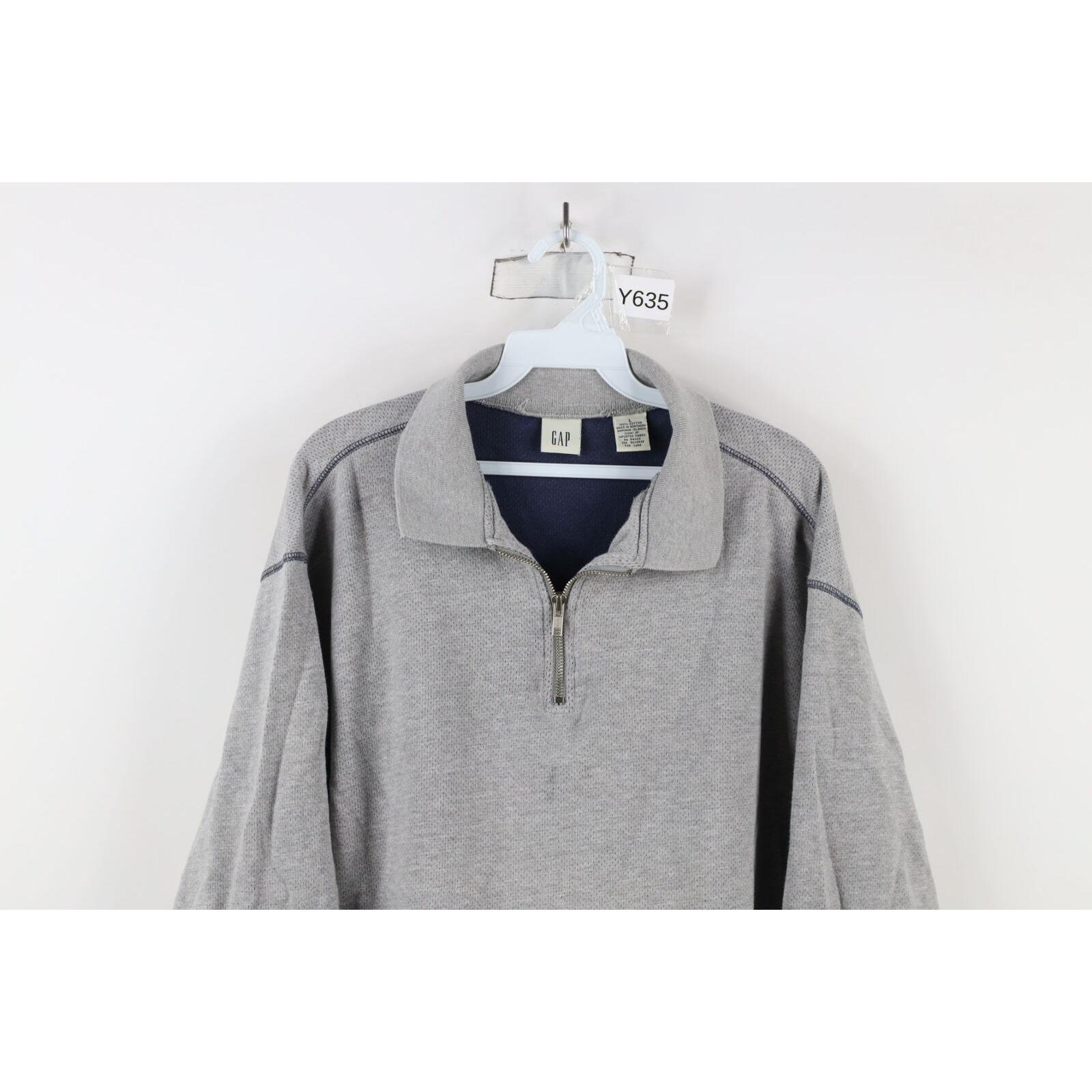 トップス 90s gap wool Knit Polo Shirt 90s Gap Mens Large Mesh Knit Half Zip Collared Long Sleeve