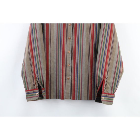 70s Streetwear Womens 36 Distressed Rainbow Strip… - image 3