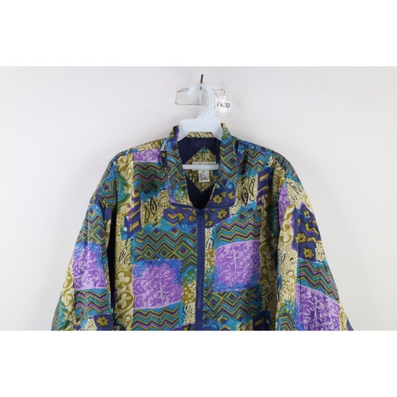 90s Streetwear Womens Size Large Rainbow Flower S… - image 2