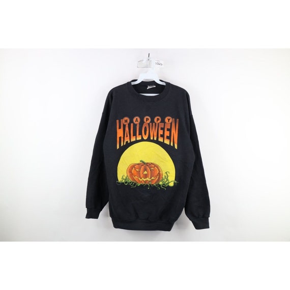 90s Womens Large Distressed Happy Halloween Pumpk… - image 1