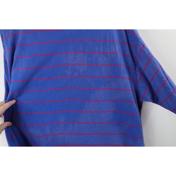 90s Streetwear Mens Large Thrashed Striped Collar… - image 9