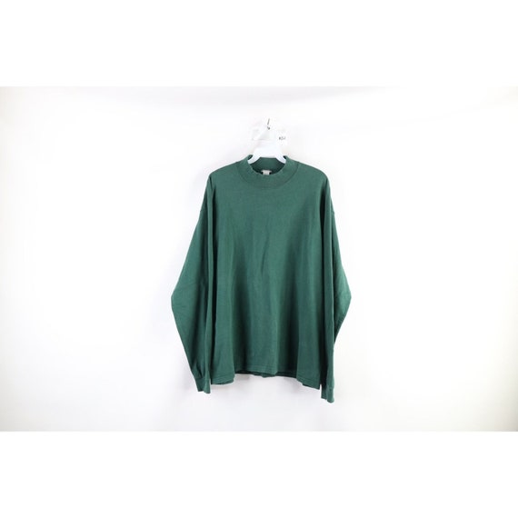 90s Streetwear Mens Large Faded Blank Mock Neck L… - image 1