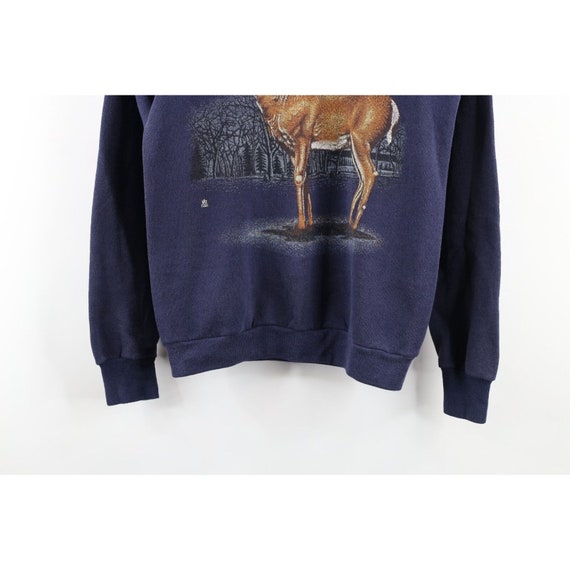 80s Womens Medium Faded Nature Deer Buck Crewneck… - image 3