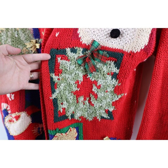 90s Streetwear Womens Large Hand Knit Christmas B… - image 7