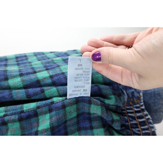 90s Streetwear Womens Large Distressed Flannel Li… - image 7