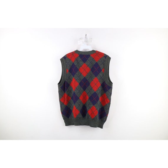 70s Streetwear Mens Size XL Wool Blend Knit Argyl… - image 7