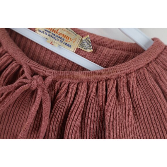 70s Streetwear Womens Large Ribbed Knit Ruffled F… - image 4