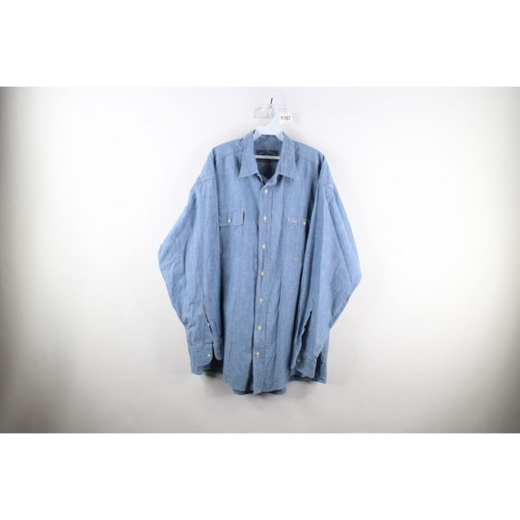 90s Streetwear Mens XL Relaxed Fit Chambray Colla… - image 1