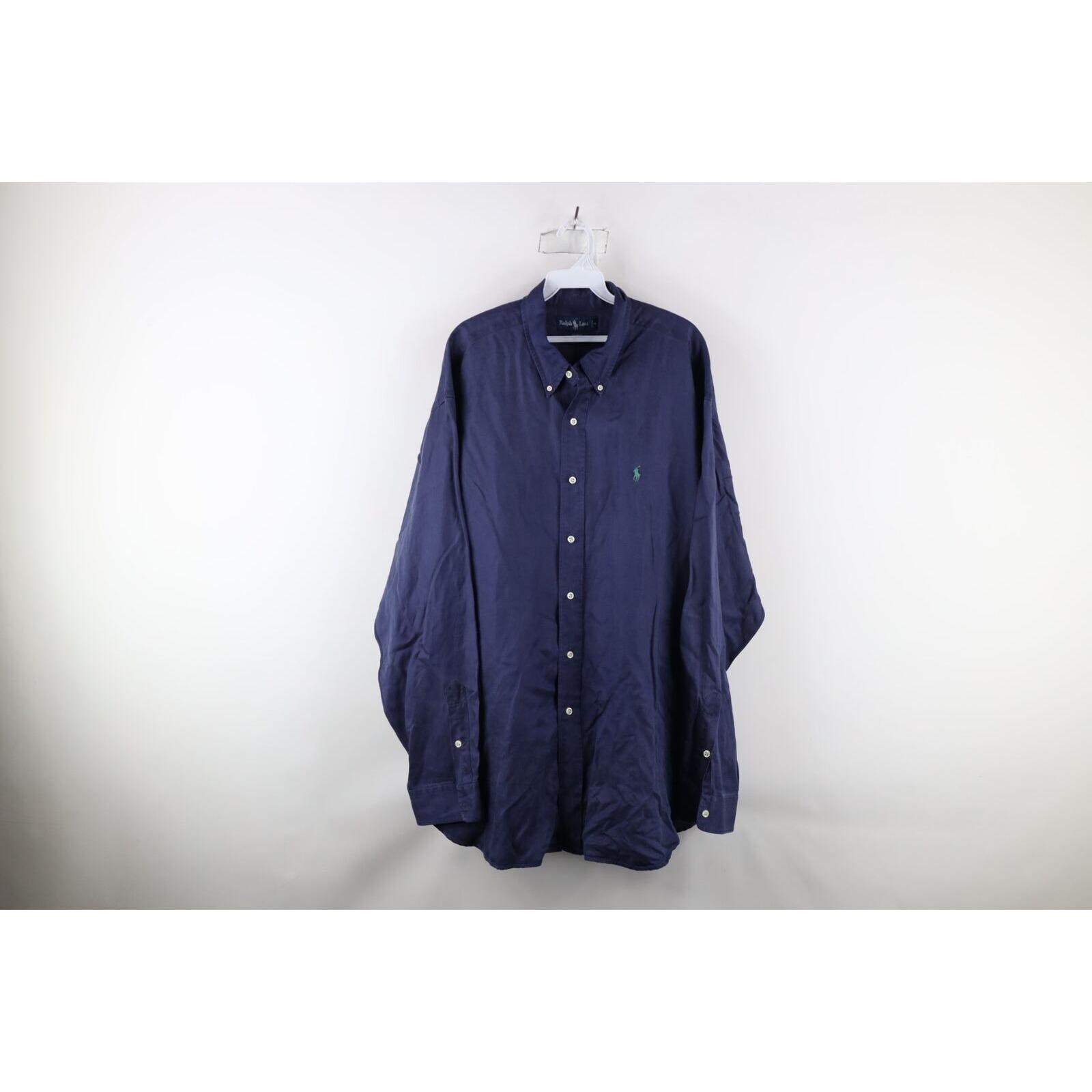 90s Ralph Lauren Mens 2XL Blake Silk Linen Collared Button