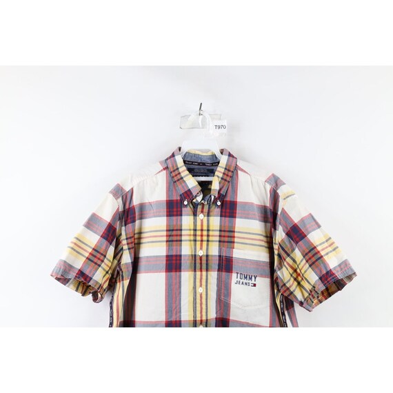90s Tommy Hilfiger Mens L Faded Spell Out Short S… - image 2