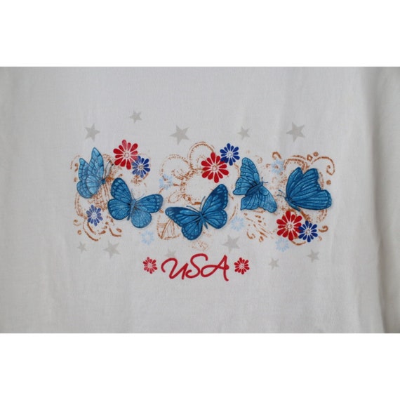 90s Streetwear Womens XL USA Flower Butterfly Sho… - image 4