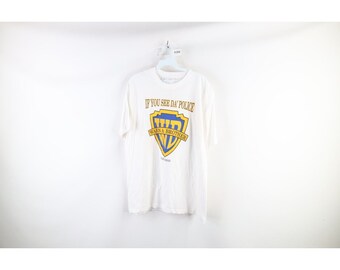 90s Streetwear Mens XL If You See the Police Warn A Brother T-Shirt White, Vintage Warn A Brother T-Shirt, Mens Vintage T-Shirt, 1990s Shirt