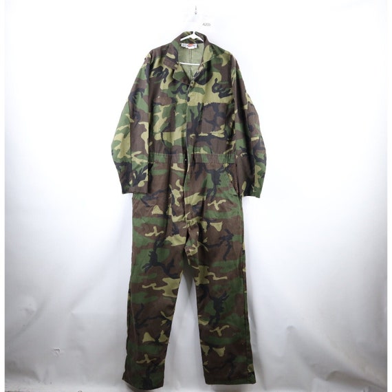 70s Dickies Mens 48 Long Faded Wide Leg Camouflage